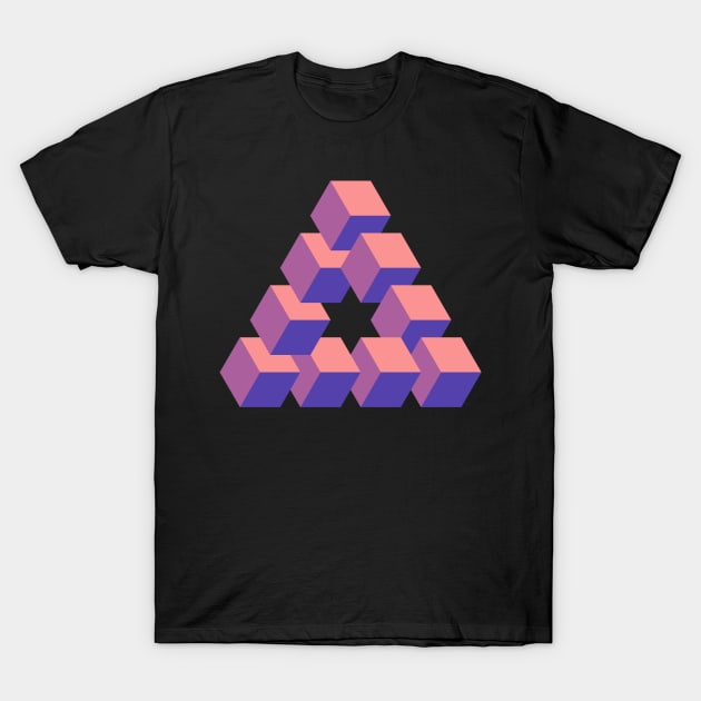 Optical illusion triangle #5-  Instant peach & purple T-Shirt by DaveDanchuk